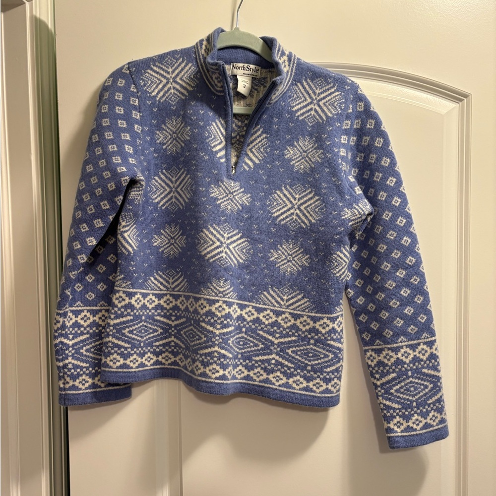 North Style wool quarter zip sweater size medium